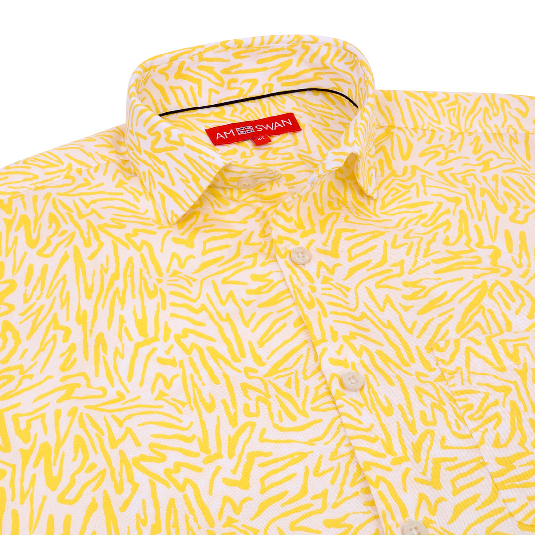 Smart Fit Rayon Shirt With Floral Print In Yellow