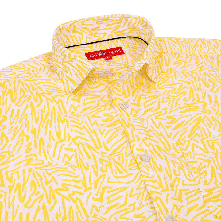 Smart Fit Rayon Shirt With Floral Print In Yellow