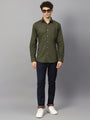 Olive Green Shirt With Premium Cotton Lycra Blend