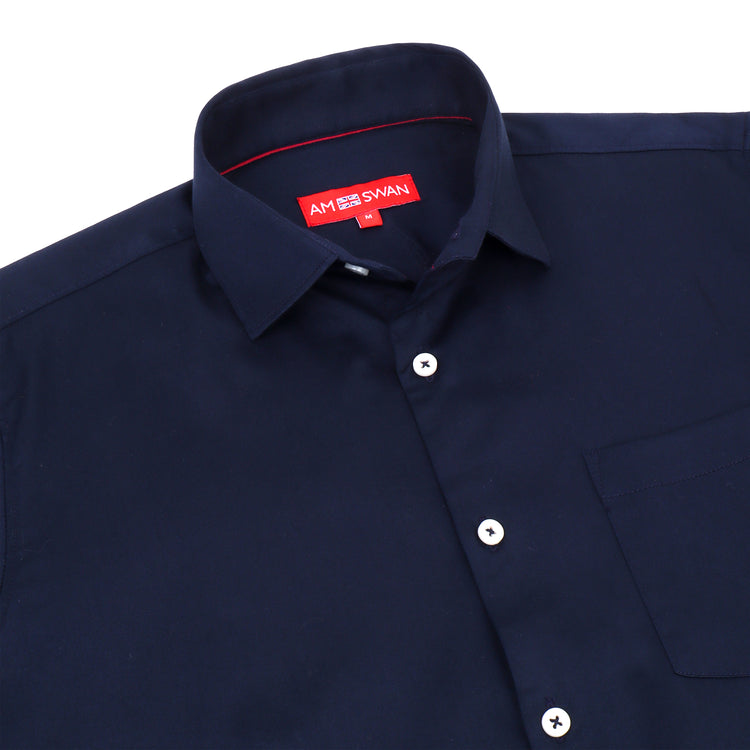 Premium Cotton Lycra Satin Navy Shirt