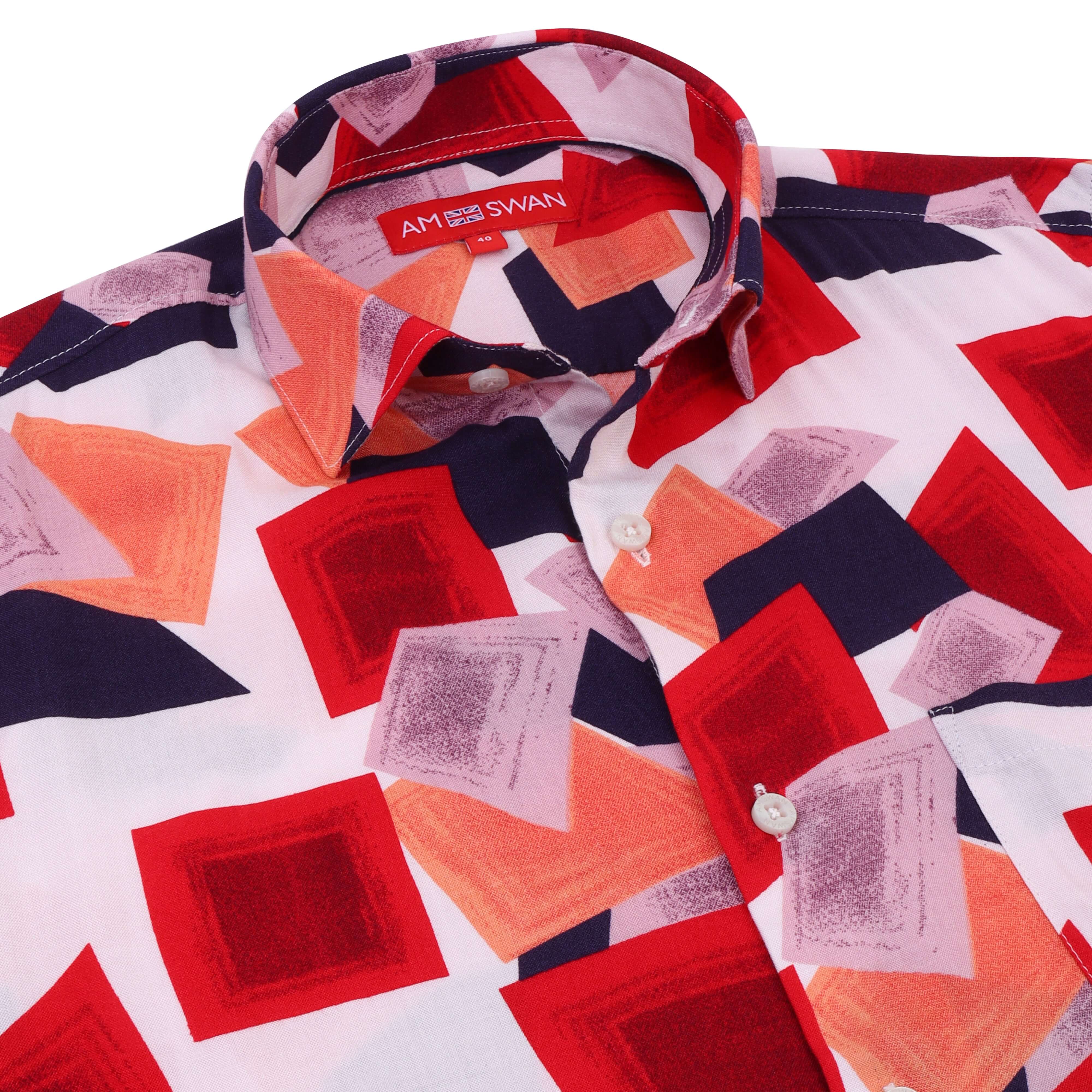 Women'S Premium Rayon Shirt With Red And Blue Print