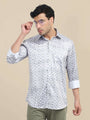 Men'S Poly Satin Lycra Grey Digital Printed Shirt