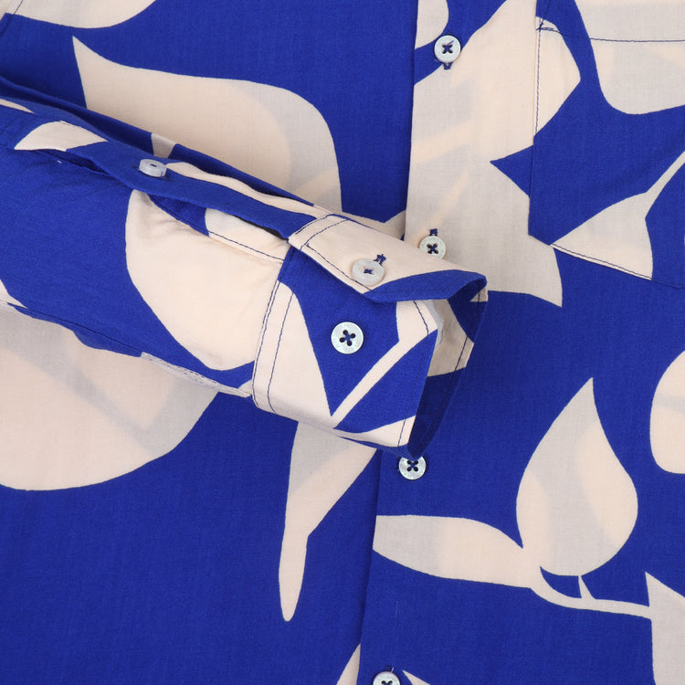 Men'S Premium Rayon Shirt With Blue Floral Print