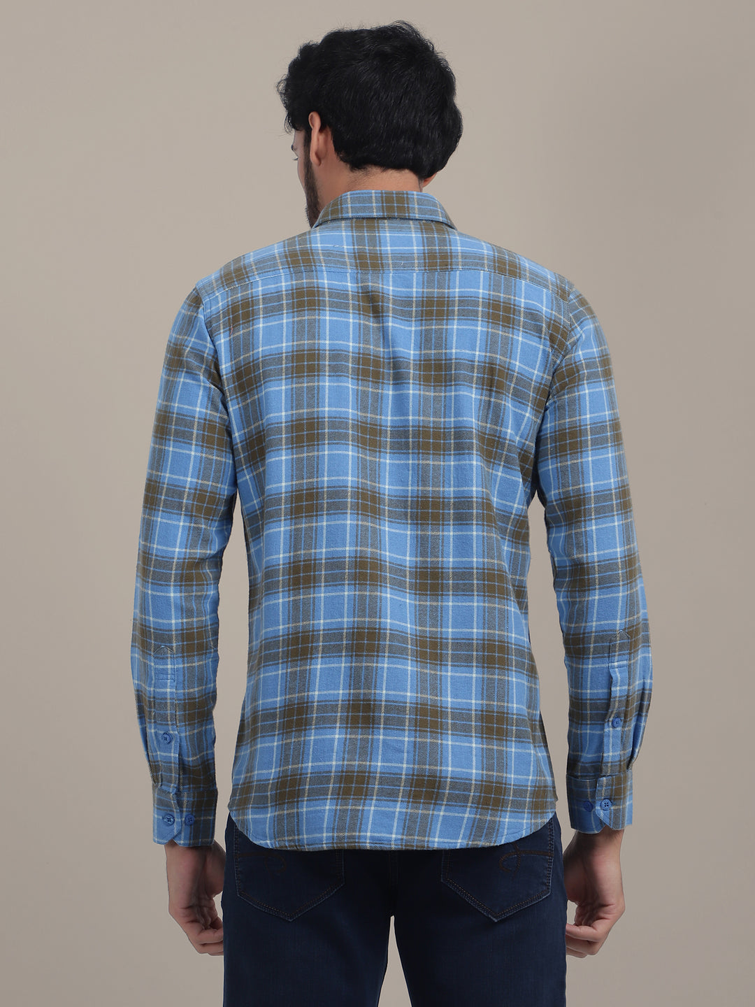 Premium Cotton Blue Plaid Flannel Shirt