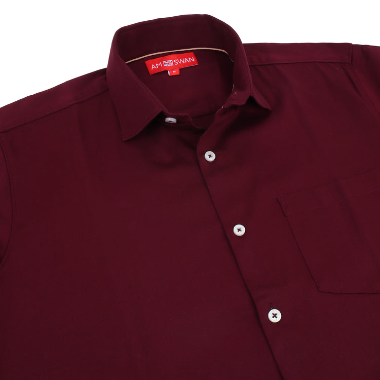 Premium Cotton Lycra Satin Maroon Shirt