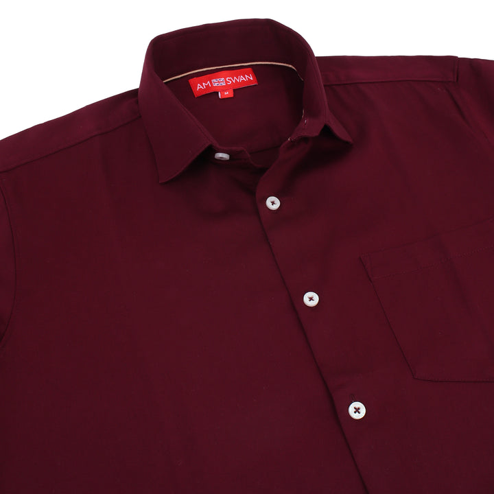 Premium Cotton Lycra Satin Maroon Shirt