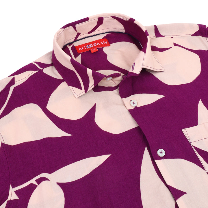 Men's Premium Rayon Shirt With Purple Floral Print