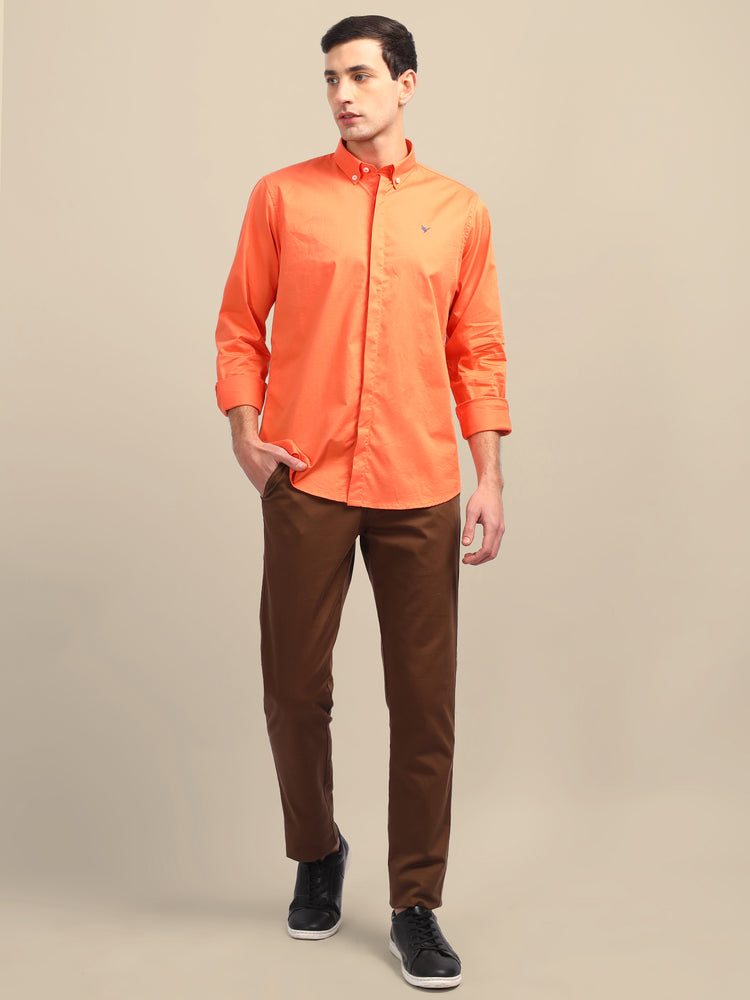 Orange Shirt With Premium Cotton Lycra