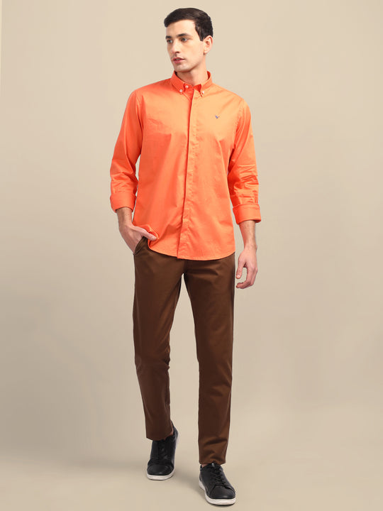 Orange Shirt With Premium Cotton Lycra