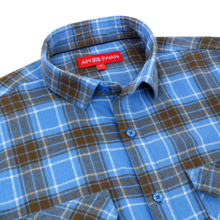 Premium Cotton Blue Plaid Flannel Shirt