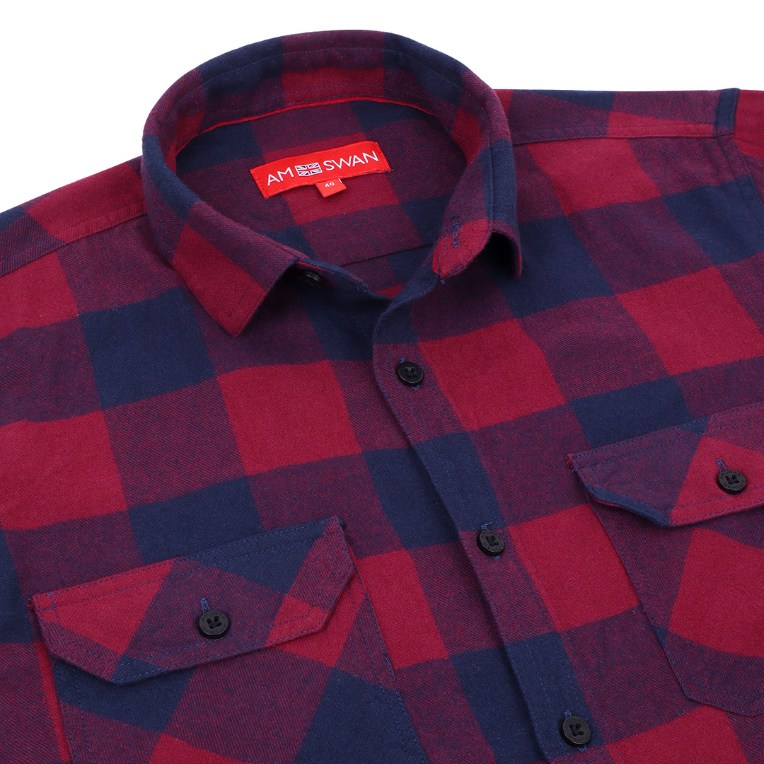 Premium Cotton Maroon Flannel Full Sleeves Shirt