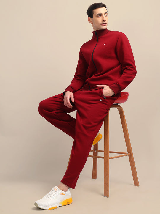 Amswan Men'S Maroon Stylish And Comfortable Full Zipper Sweatshirts