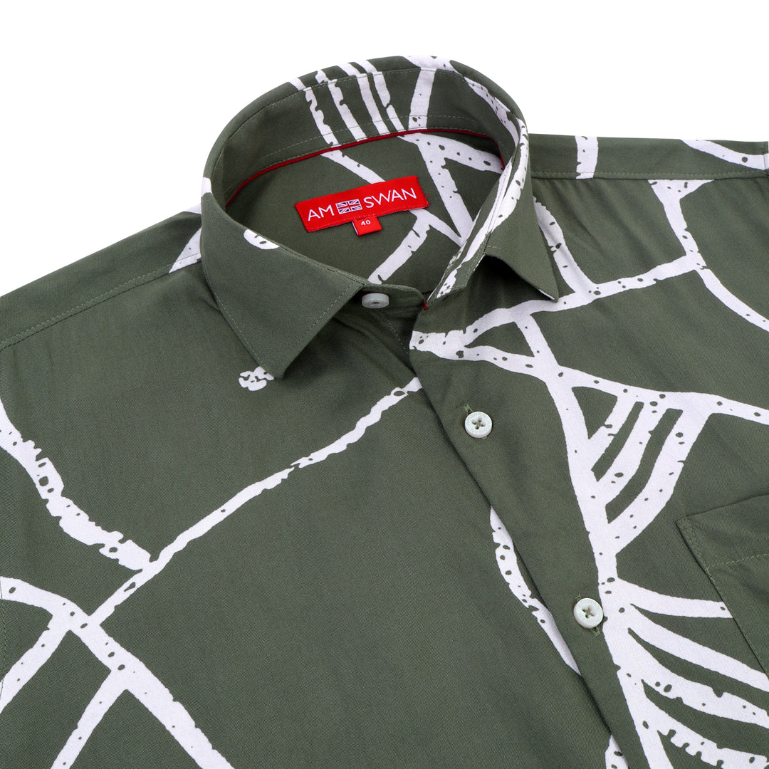 Men'S Premium Rayon Shirt With Jungle Print In Full Sleeve And Black Color