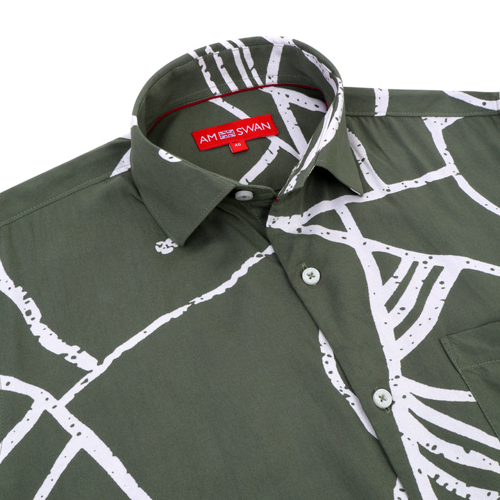 Men'S Premium Rayon Shirt With Jungle Print In Full Sleeve And Black Color