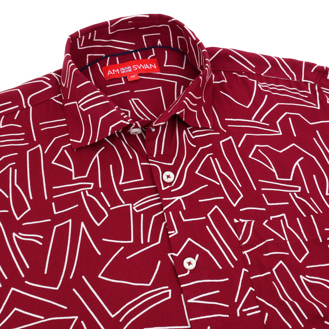 Premium Rayon Shirt For Men With Spread Collar And Smart Fit In Self Design