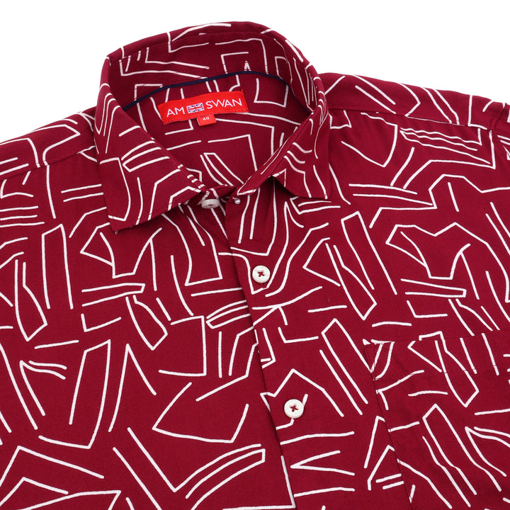 Premium Rayon Shirt For Men With Spread Collar And Smart Fit In Self Design