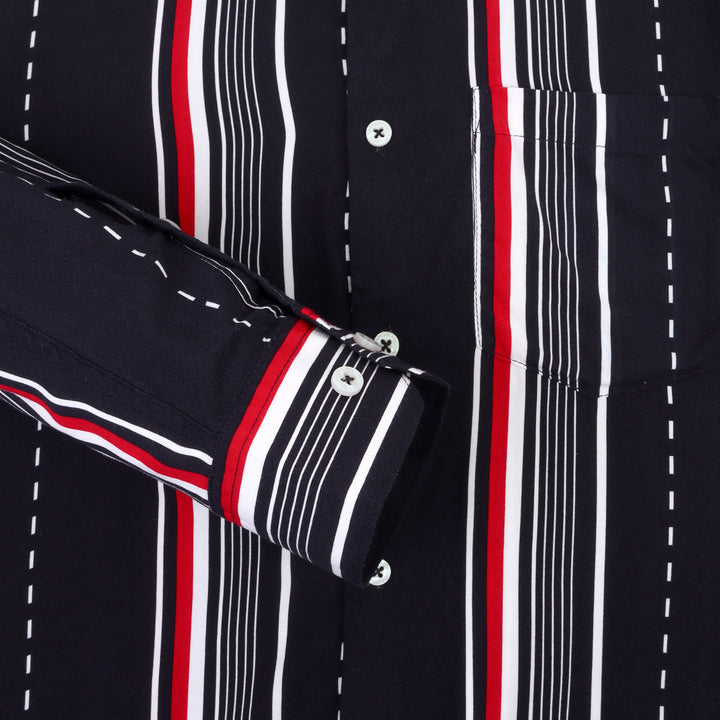 Men'S Premium Rayon Shirt With Black Ray Stripe