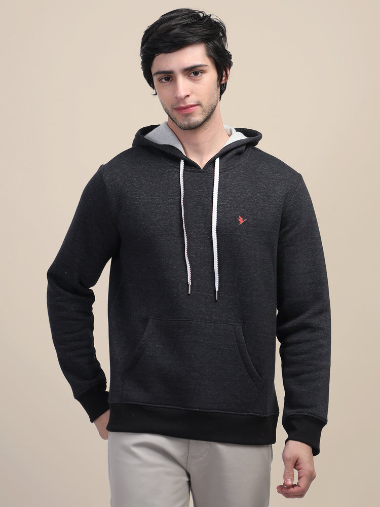 Amswan Men'S Black Stylish And Comfortable Fit Hoodie
