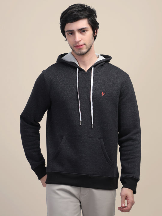 Amswan Men'S Black Stylish And Comfortable Fit Hoodie