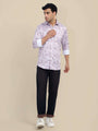 Men'S Poly Satin Lycra Mauve Digital Printed Shirt