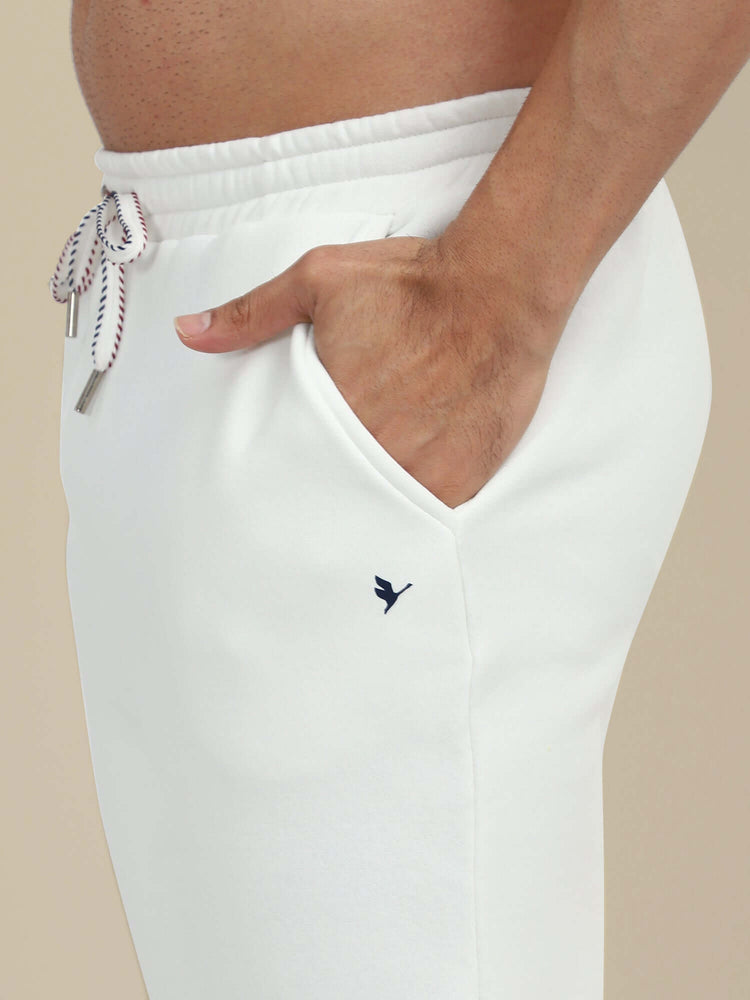 Men'S White Sweatshirt With Shorts Cord Set