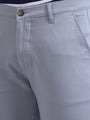 Light Blue Casual Trousers Solid Cotton Lycra Smart Fit