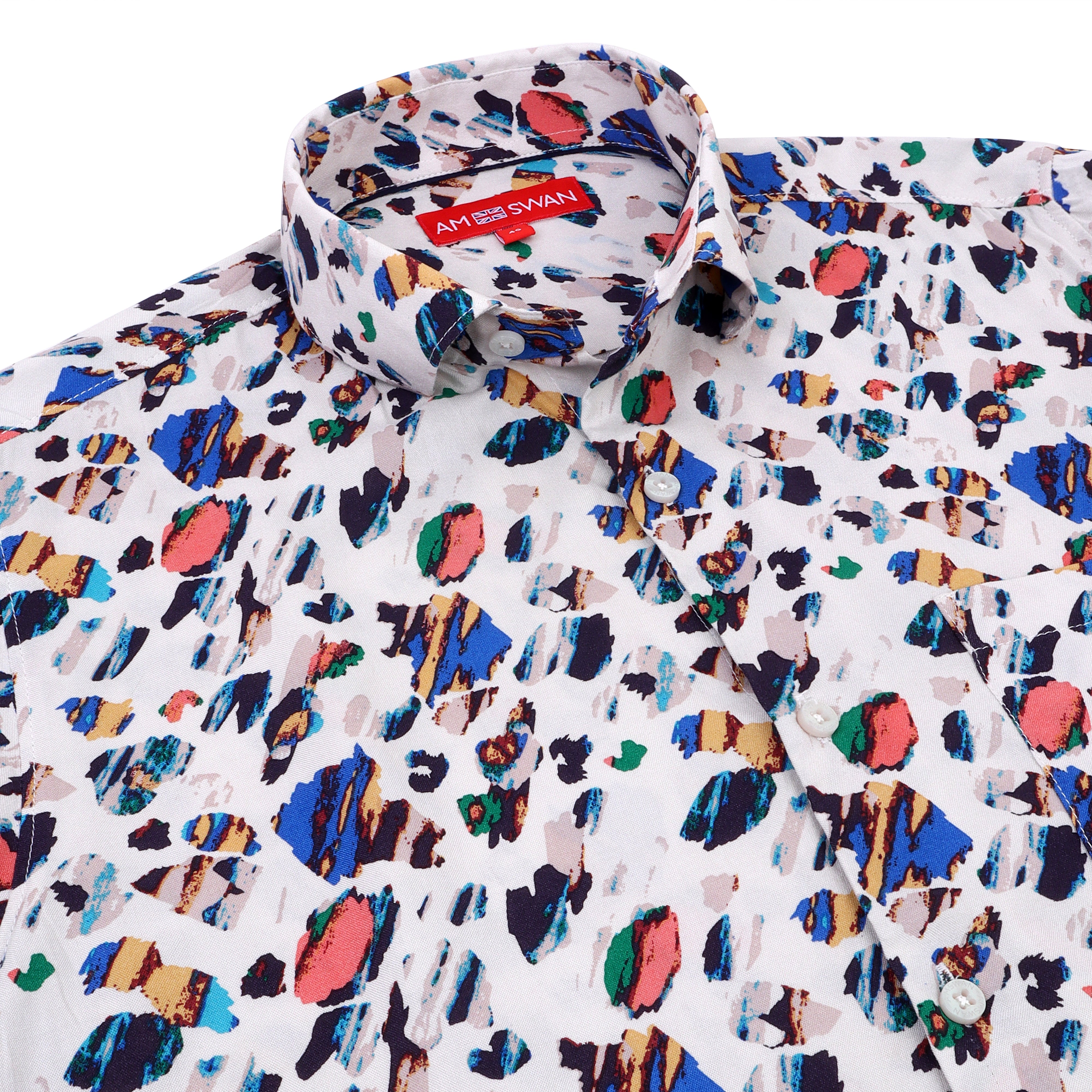 Men'S Premium White Printed Rayon Shirt