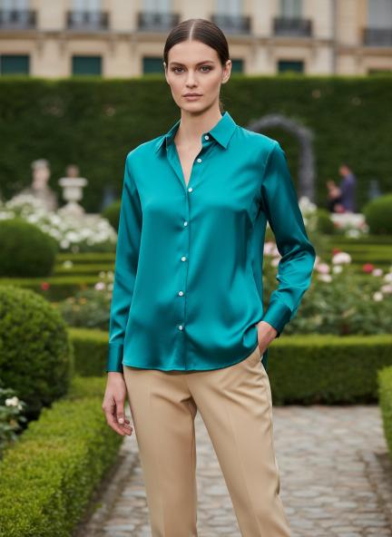 Peacock Regular Fit Summer Satin Shirt