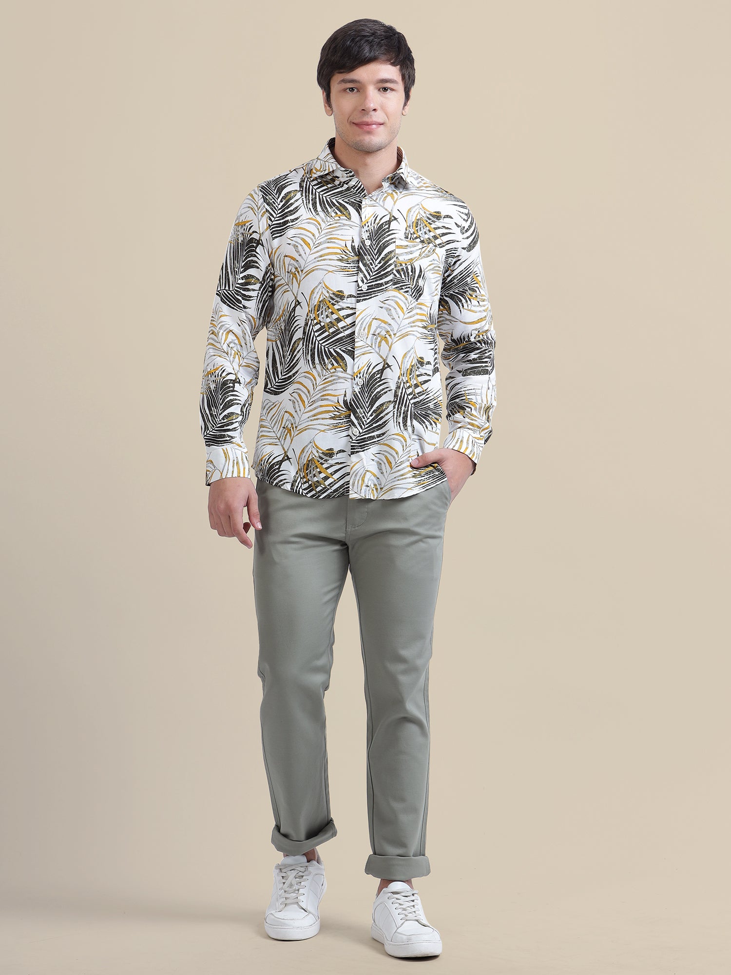 Men'S Botanical Print Premium Rayon Shirt