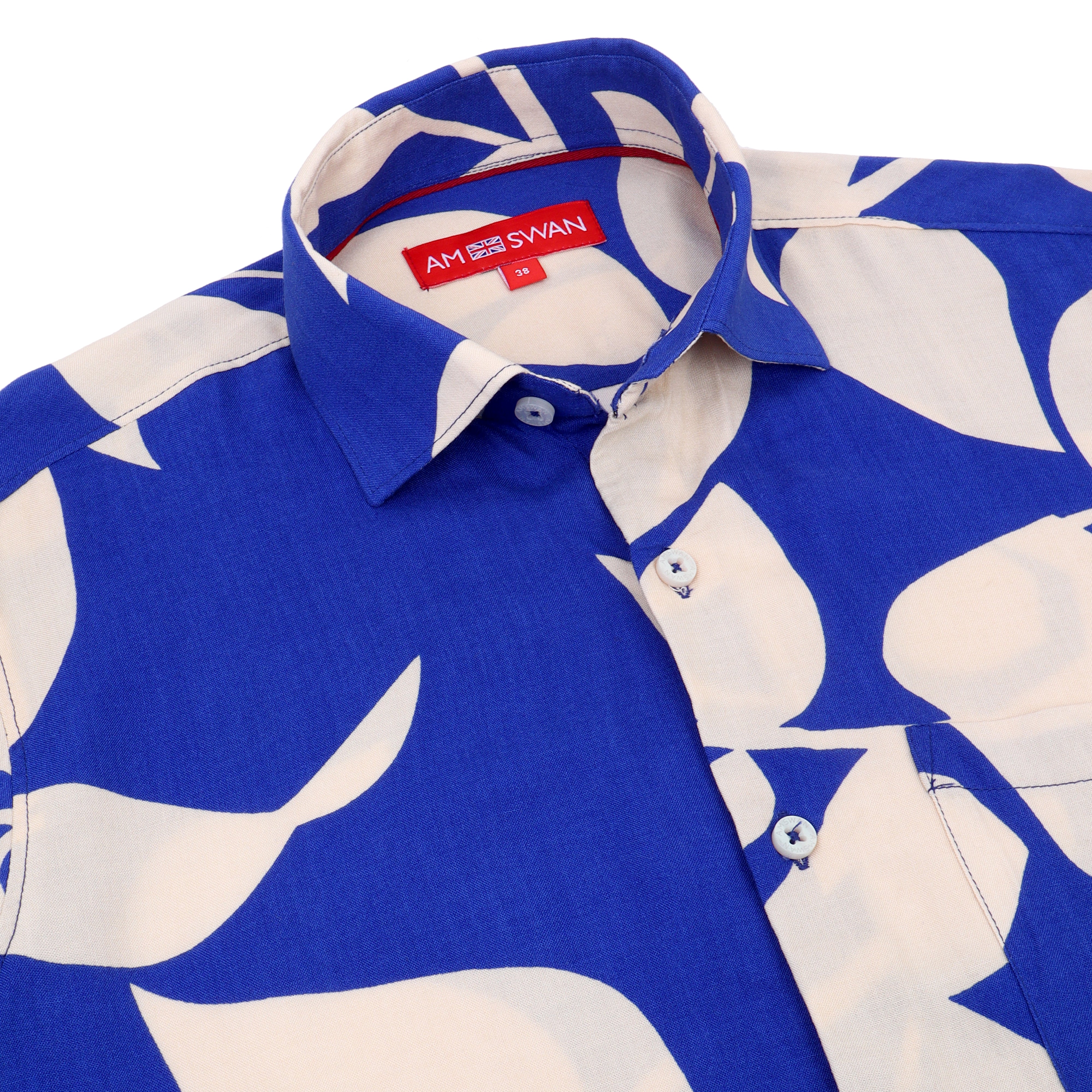 Men'S Premium Rayon Shirt With Blue Floral Print