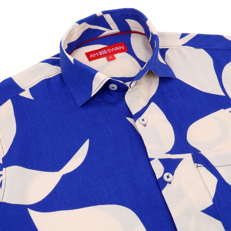 Men'S Premium Rayon Shirt With Blue Floral Print