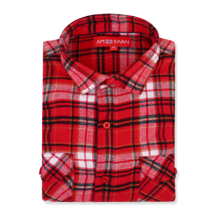 Premium Cotton Red Plaid Flannel Shirt