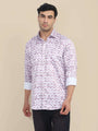 Men'S Poly Satin Lycra Mauve Digital Printed Shirt