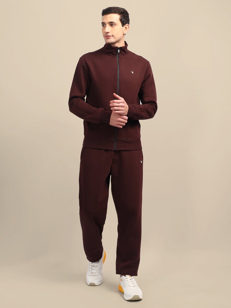 Amswan Men'S Brown Stylish And Comfortable Full Zipper Sweatshirts