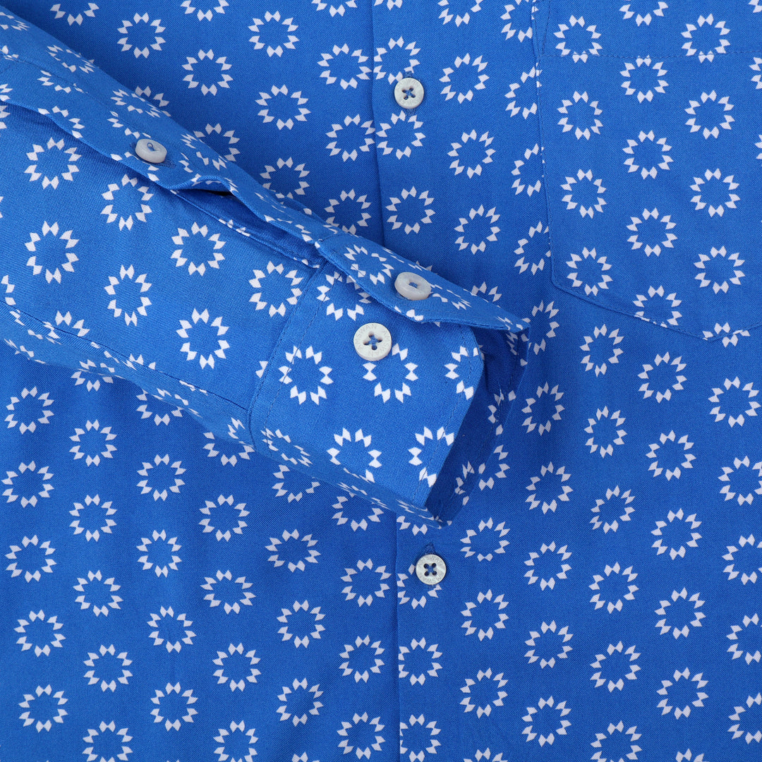 Amswan Men'S Premium Rayon Shirt With Blue Block Print