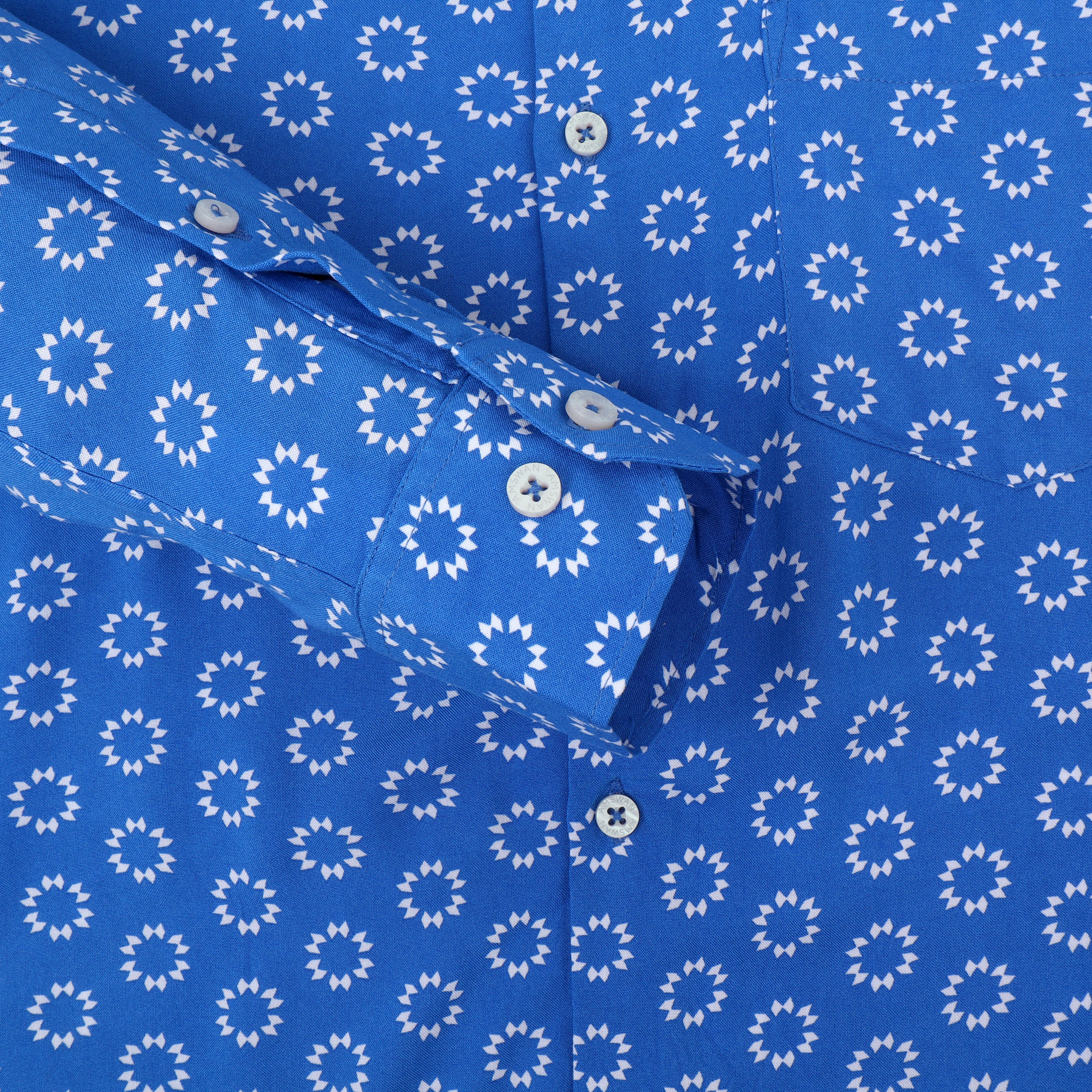Amswan Men'S Premium Rayon Shirt With Blue Block Print