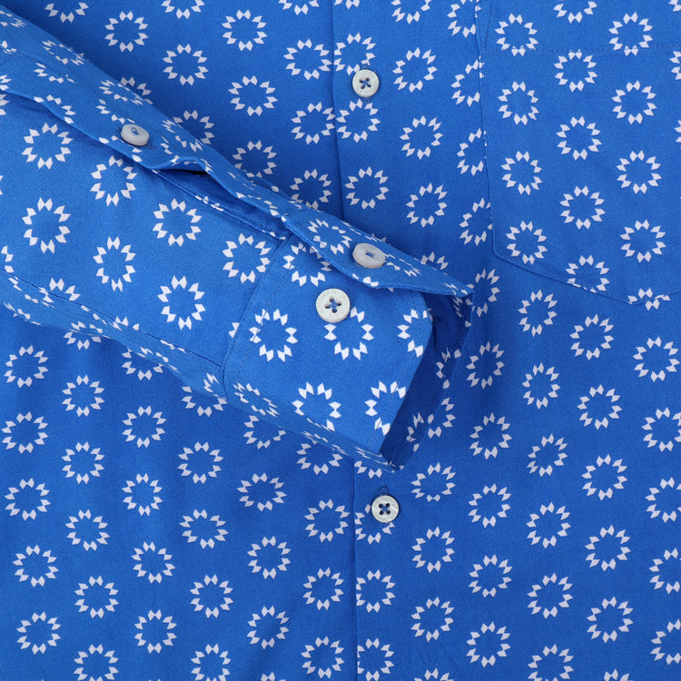 Amswan Men'S Premium Rayon Shirt With Blue Block Print