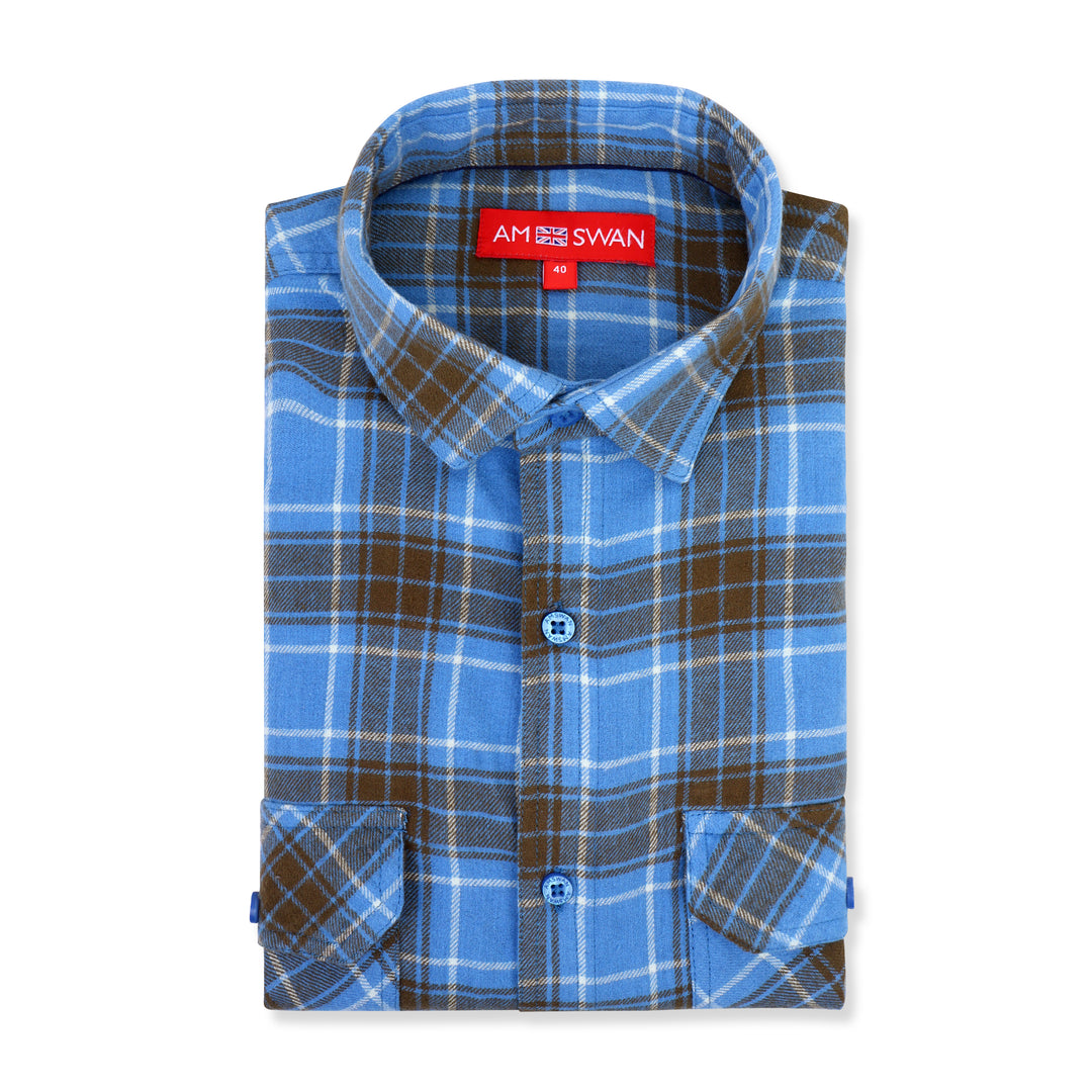 Premium Cotton Blue Plaid Flannel Shirt