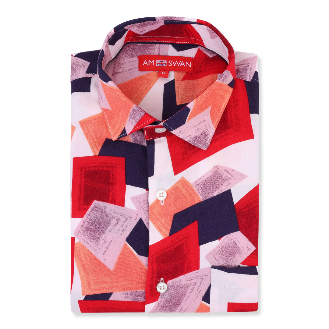 Women'S Premium Rayon Shirt With Red And Blue Print