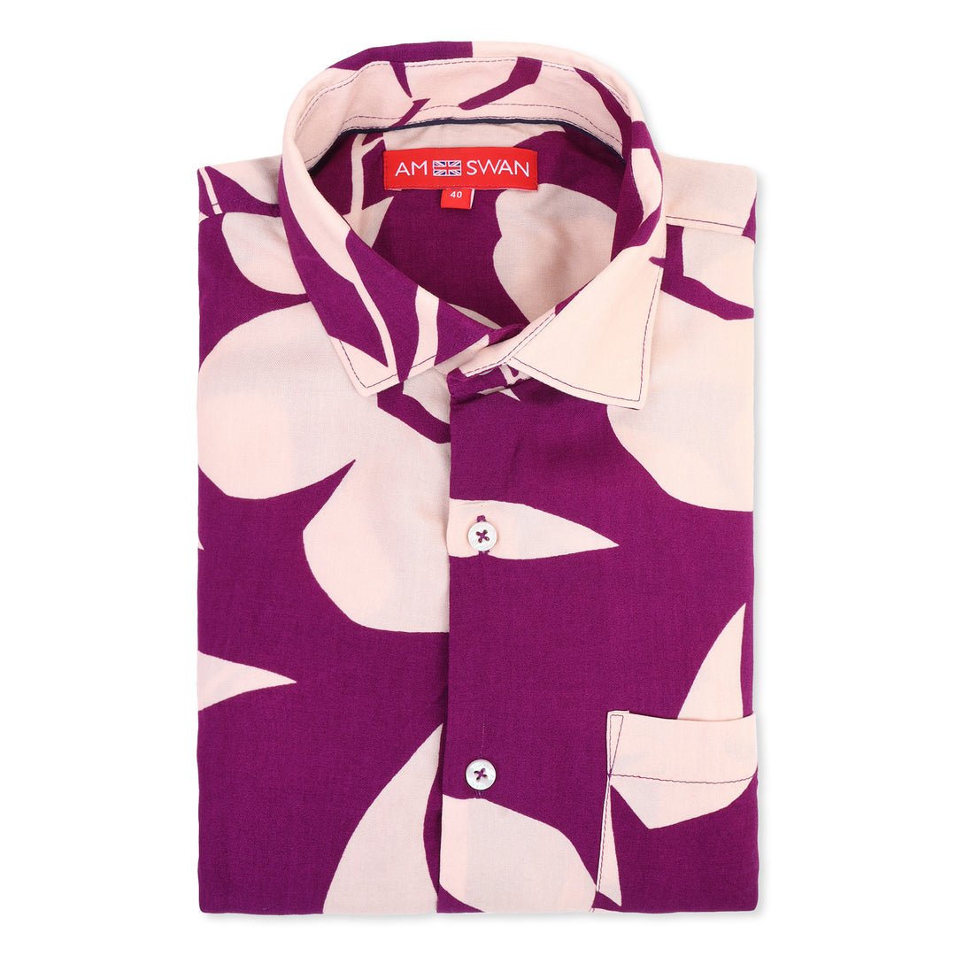 Men's Premium Rayon Shirt With Purple Floral Print