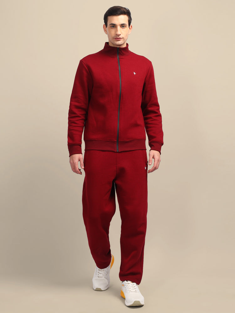 Amswan Men'S Maroon Stylish And Comfortable Full Zipper Sweatshirts