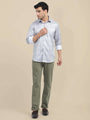 Men'S Poly Satin Lycra Grey Digital Printed Shirt