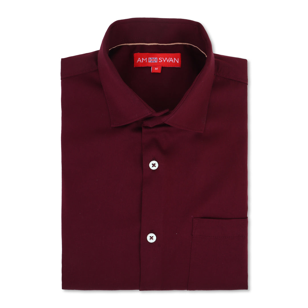 Premium Cotton Lycra Satin Maroon Shirt