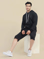 Men'S Black Hoodie With Shorts Cord Set