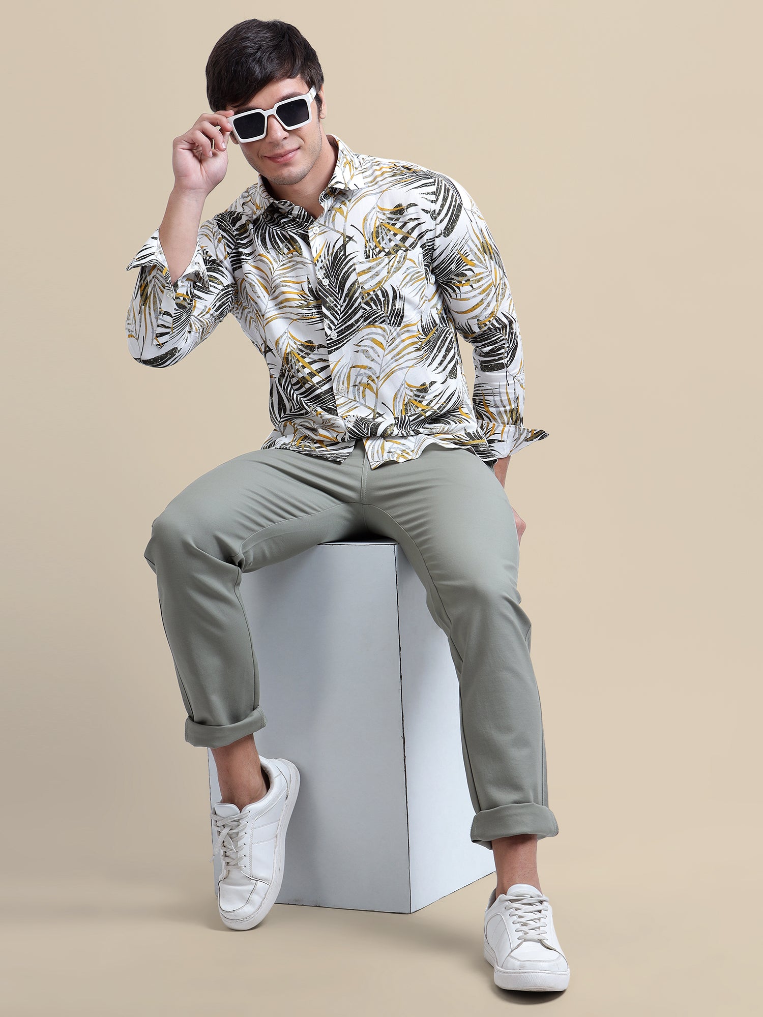Men'S Botanical Print Premium Rayon Shirt