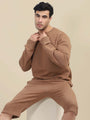 Men'S Brown Sweatshirt With Shorts Cord Set