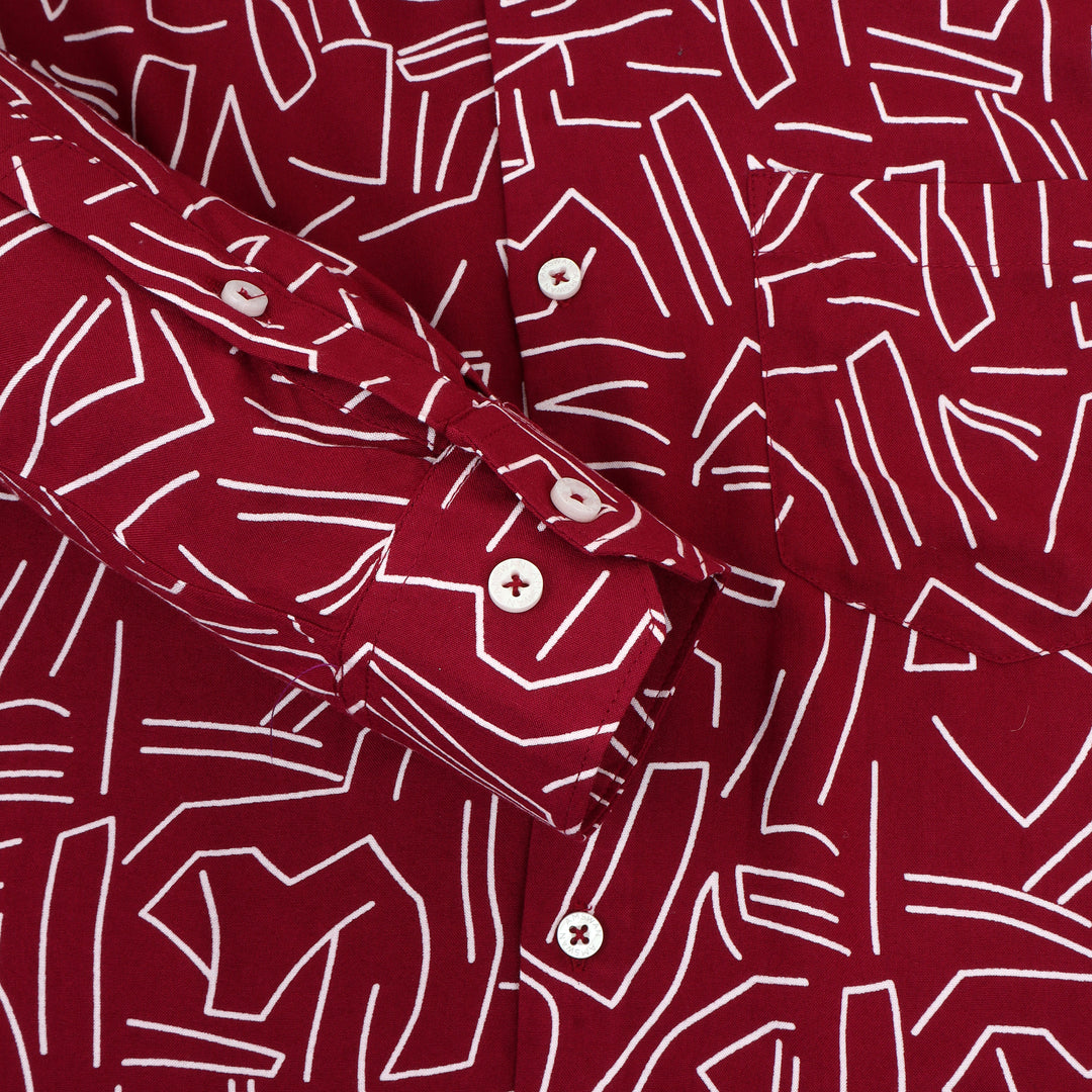 Premium Rayon Shirt For Men With Spread Collar And Smart Fit In Self Design