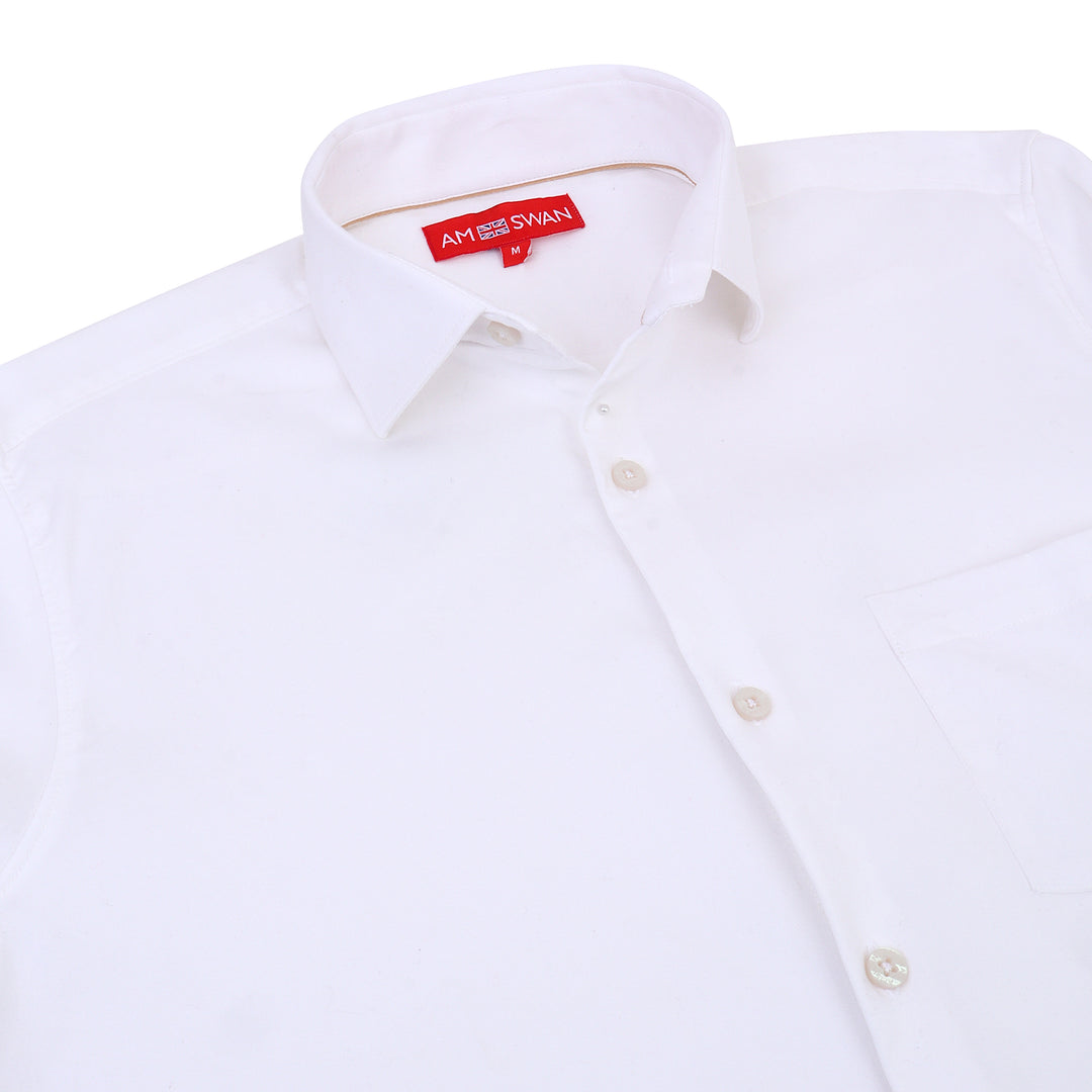 Premium Cotton Lycra Satin White Shirt
