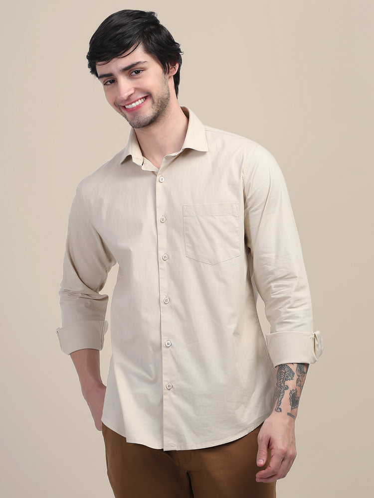Premium Cotton Lycra Beige Shirts