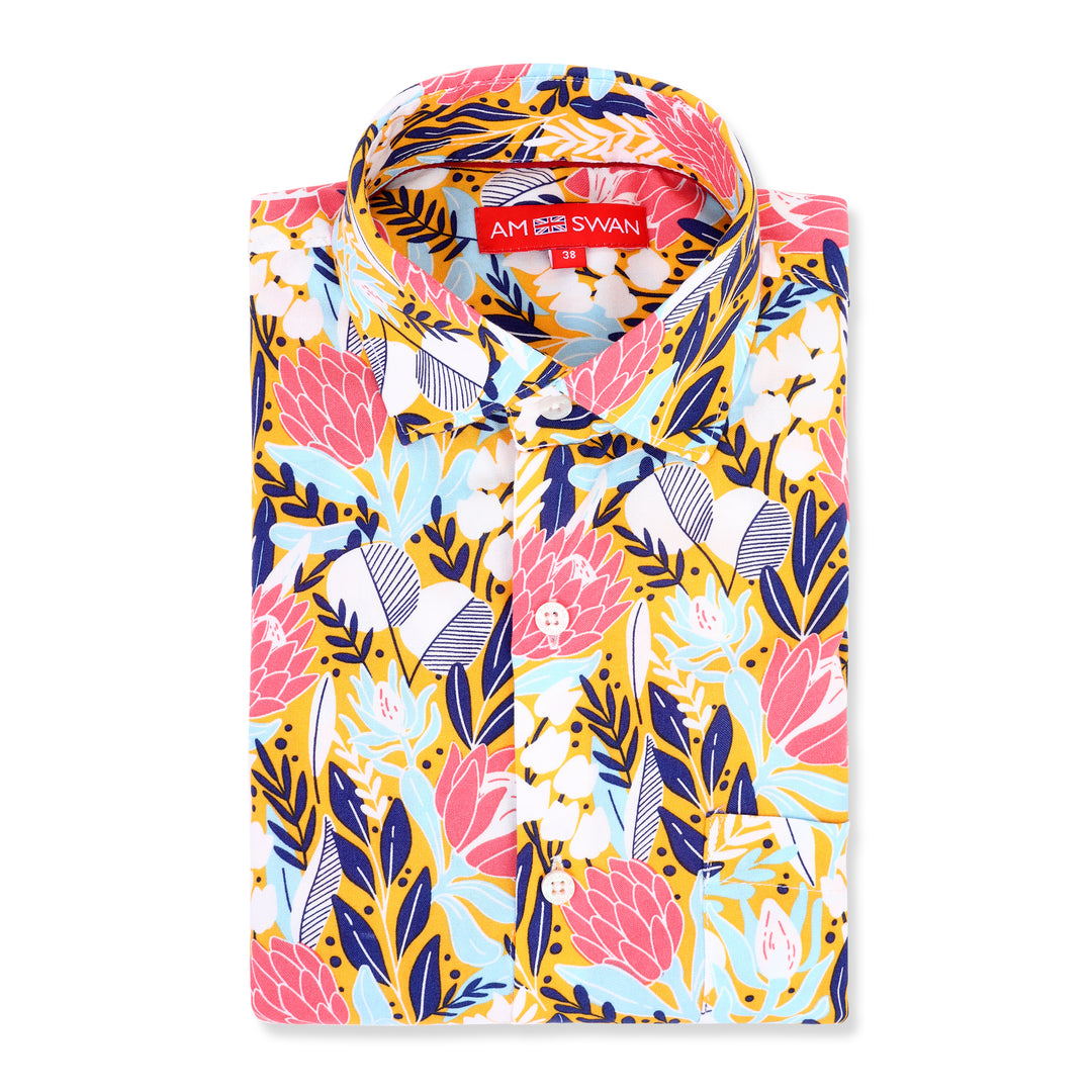 Men'S Floral Print Premium Rayon Shirt